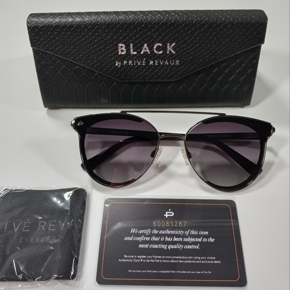 Womens PRIVÉ REVAUX The Posh Round Polarized Sunglasses in Black